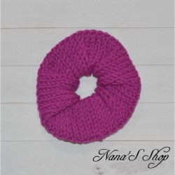 Chouchou tricoté, couleur uni, fait main, mauve.