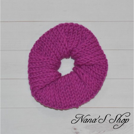 Chouchou tricoté, couleur uni, fait main, mauve.
