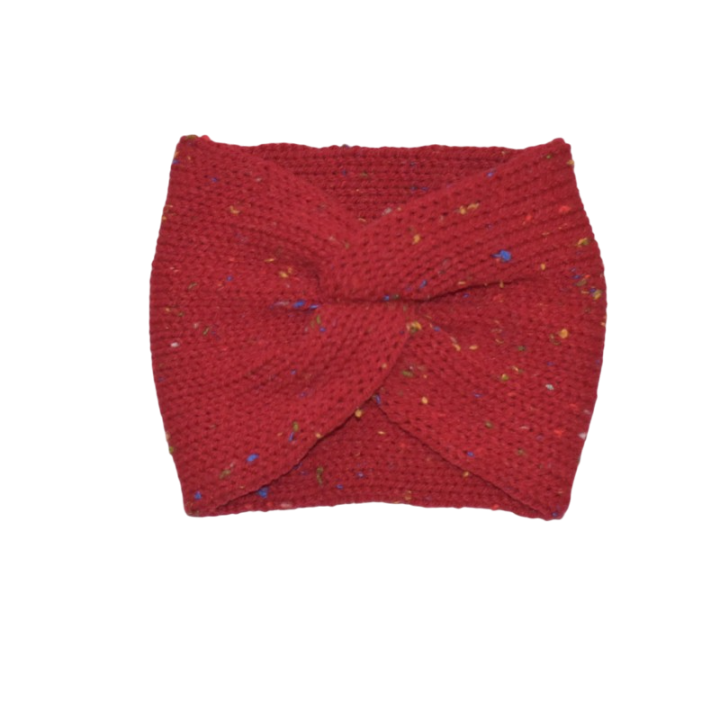 Bandeau rouge, twisté, modèle Tweed, fait main.