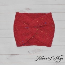 Bandeau rouge, twisté, modèle Tweed, fait main.