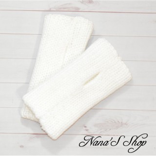 Mitaines Blanches unies, modèle Basique, faites mains.