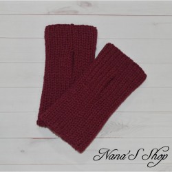Mitaines Bordeaux unies, modèle Basique, faites mains.