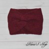 Bandeau twisté, uni, en acrylique, coloris bordeaux, fait main,