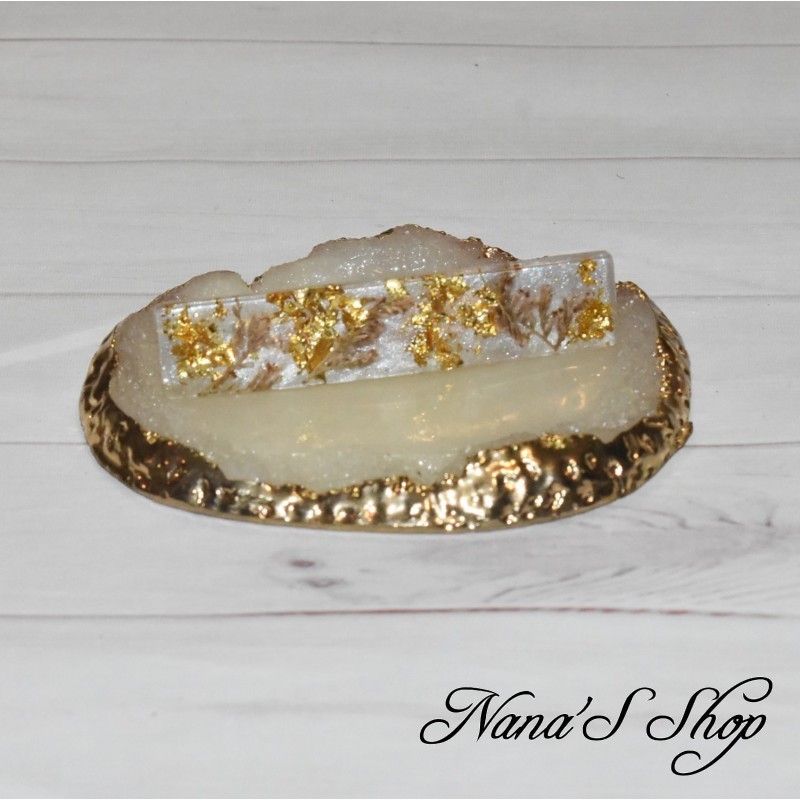 Barrette en résine, Champêtre, marron, faite mains