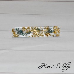 Barrette en résine, Champêtre, bleu, faite mains