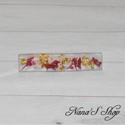 Barrette en résine, Champêtre, rouge, faite mains