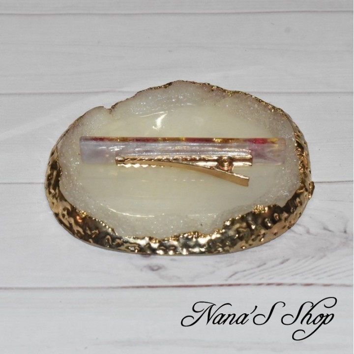 Barrette en résine, Champêtre, faite mains