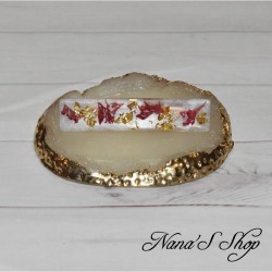 Barrette en résine, Champêtre, rouge, faite mains