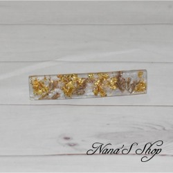 Barrette en résine, Champêtre, marron, faite mains