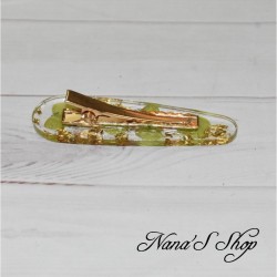 Barrette en résine, Hortensia Vert, faite mains