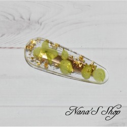 Barrette en résine, Hortensia Vert, faite mains