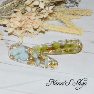 Barrette en résine, Hortensia, faite mains