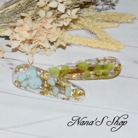 Barrette en résine, Hortensia, faite mains