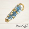 Barrette en résine, fleurs séchées bleu, faite mains.