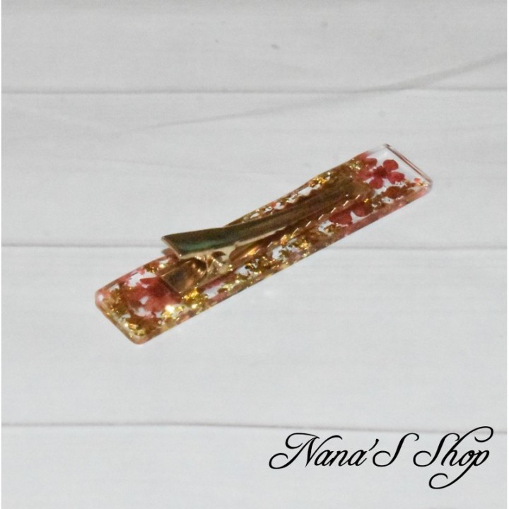Barrette en résine, petites fleurs, faite mains