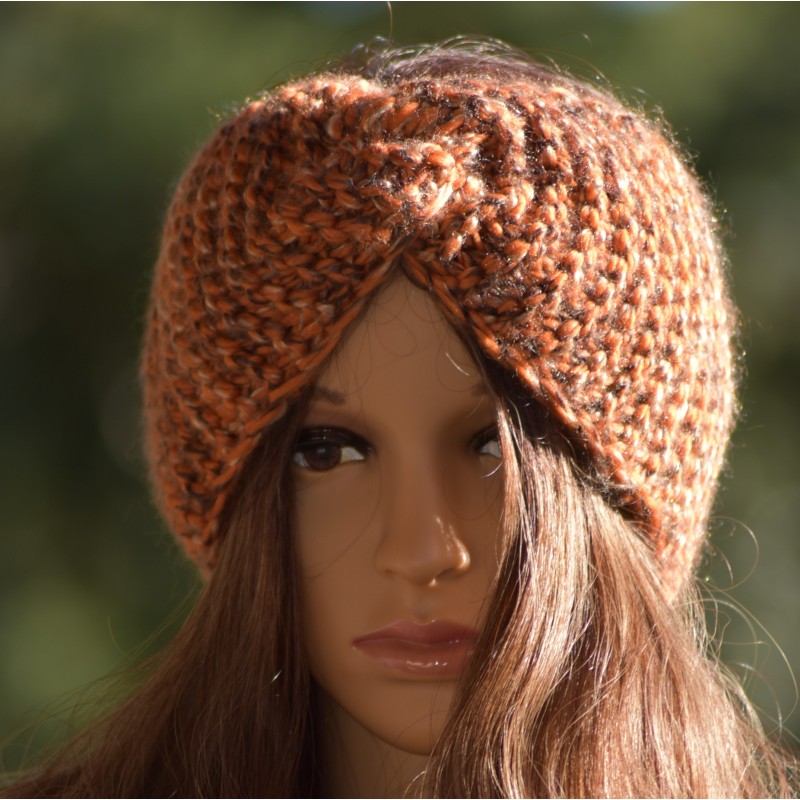 Bandeau Islande, twisté, couleur mélangé, tricoté mains