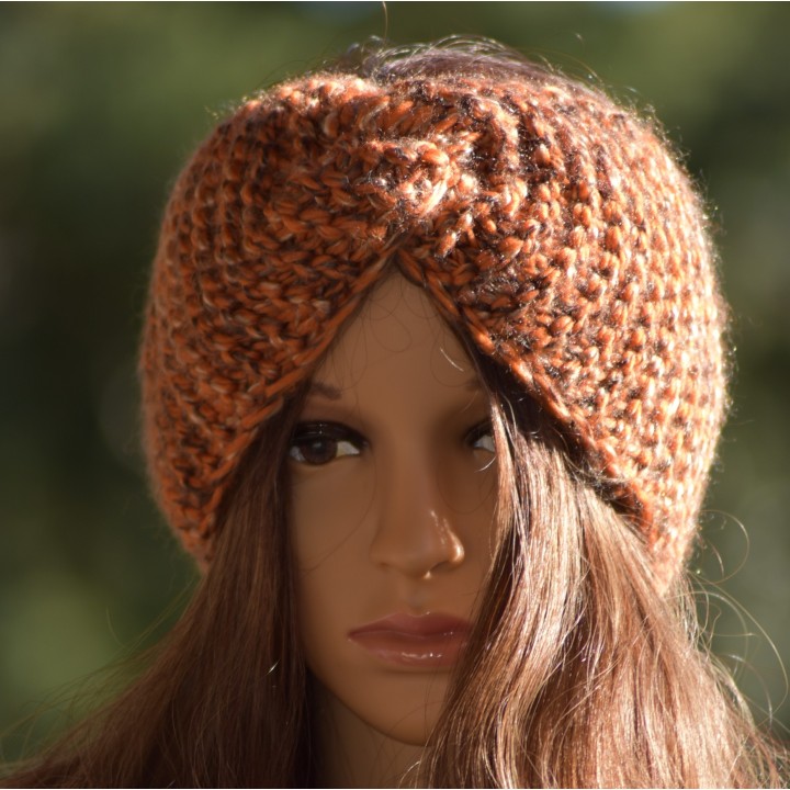 Bandeau Islande, twisté, couleur mélangé, tricoté mains