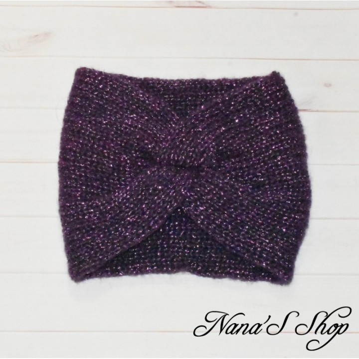 Bandeau brillant, twisté, modèle Strass Shine, coloris violet, fait mains.