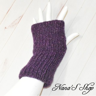 Mitaines brillantes, modèle Strass Shine, faites mains, coloris violet.