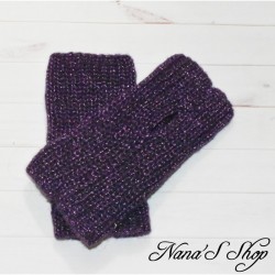 Mitaines brillantes, modèle Strass Shine, faites mains, coloris violet.