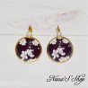 Boucles d'oreilles Japon, Fleurs de cerisier, faites mains, coloris noir.