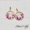 Boucles d'oreilles Japon, Fleurs de cerisier, faites mains, coloris rose.