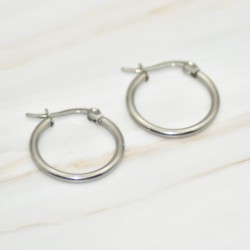 Créoles Argentées, Acier inoxydable, 20 mm, pour pampilles interchangeables