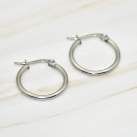 Créoles Argentées, Acier inoxydable, 20 mm, pour pampilles interchangeables