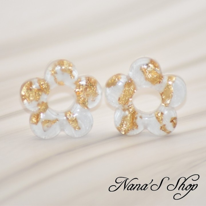 Pampilles interchangeables, "Pépite" en résine, fait main, pour créoles à composer