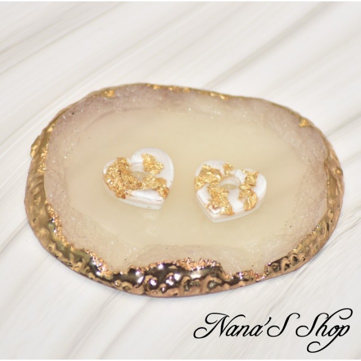 Pampilles interchangeables, "Pépite" en résine, fait main, pour créoles à composer