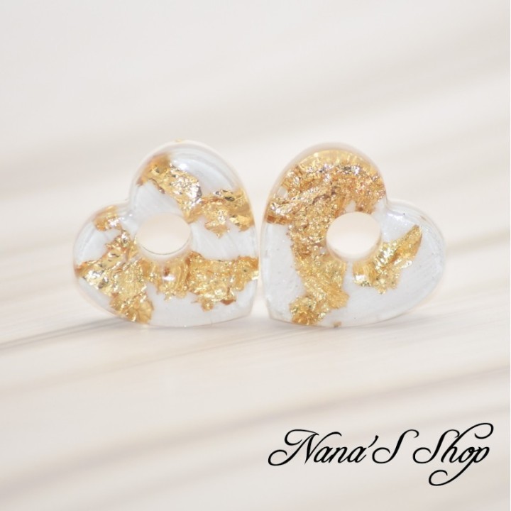 Pampilles interchangeables, "Pépite" en résine, fait main, pour créoles à composer