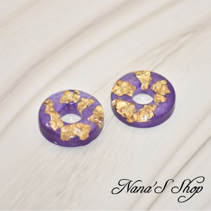 Pampilles interchangeables, "Pépite" en résine, fait main, pour créoles à composer