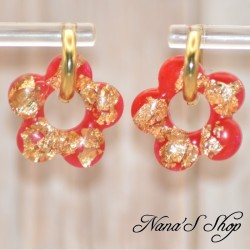 Pampilles interchangeables, "Pépite" en résine, fait main, pour créoles à composer