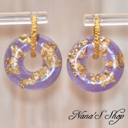 Pampilles interchangeables, "Pépite" en résine, fait main, pour créoles à composer