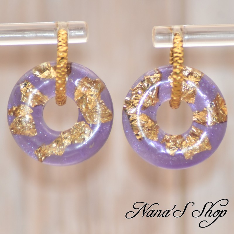 Pampilles interchangeables, "Pépite" en résine, fait main, pour créoles à composer