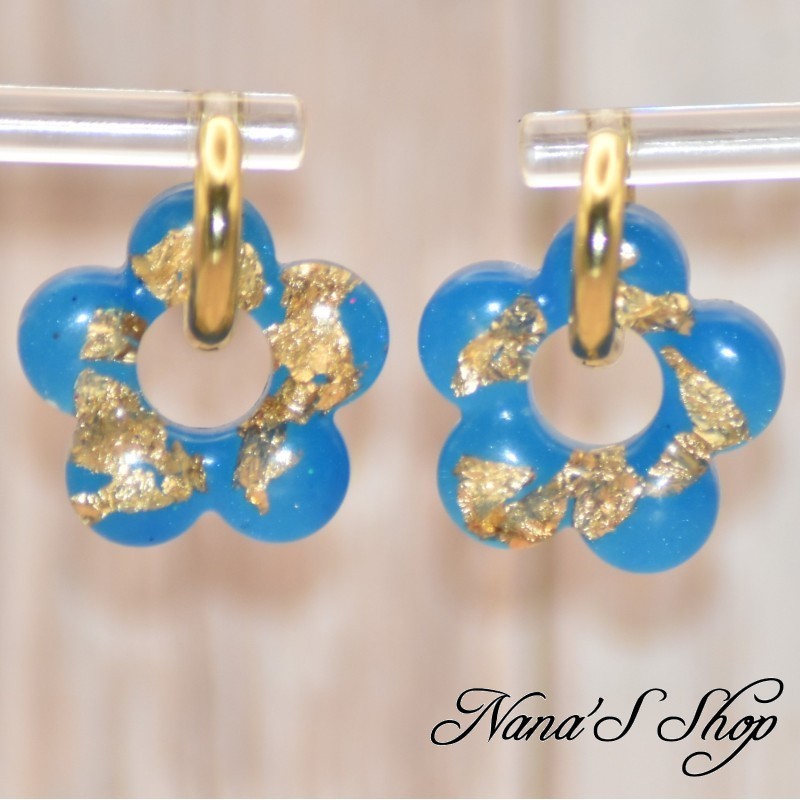 Pampilles interchangeables, "Pépite" en résine, fait main, pour créoles à composer