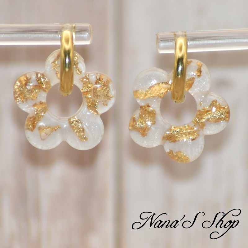 Pampilles interchangeables, "Pépite" en résine, fait main, pour créoles à composer