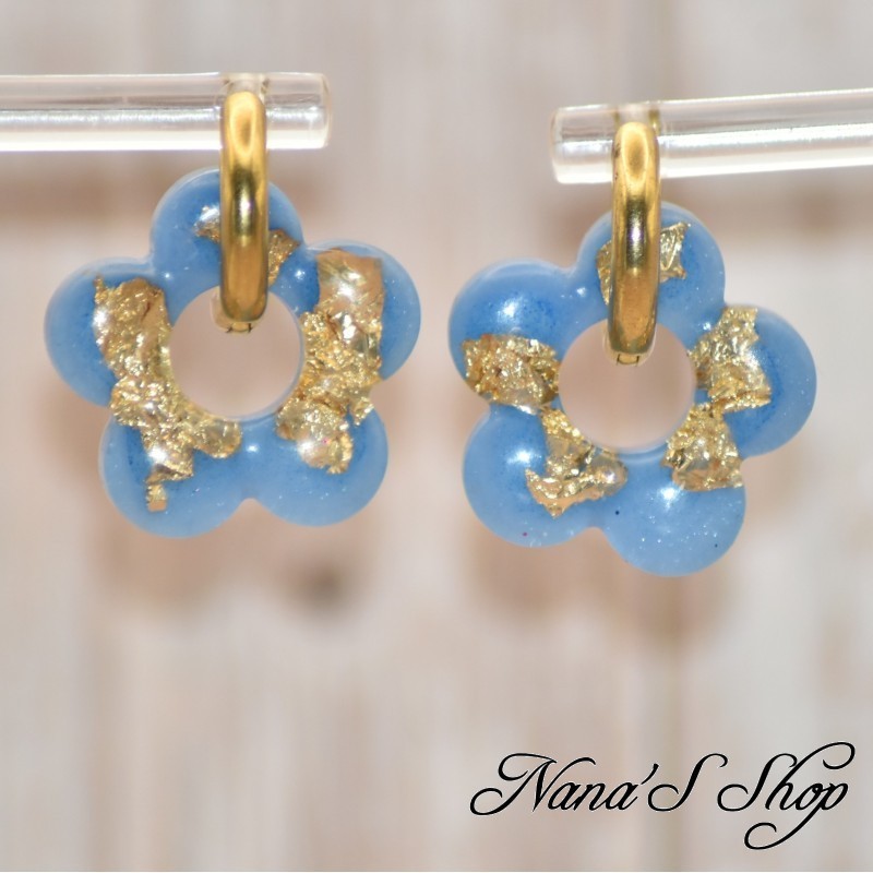 Pampilles interchangeables, "Pépite" en résine, fait main, pour créoles à composer