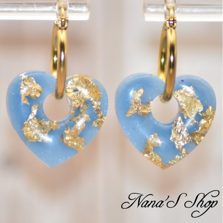 Pampilles interchangeables, "Pépite" en résine, fait main, pour créoles à composer