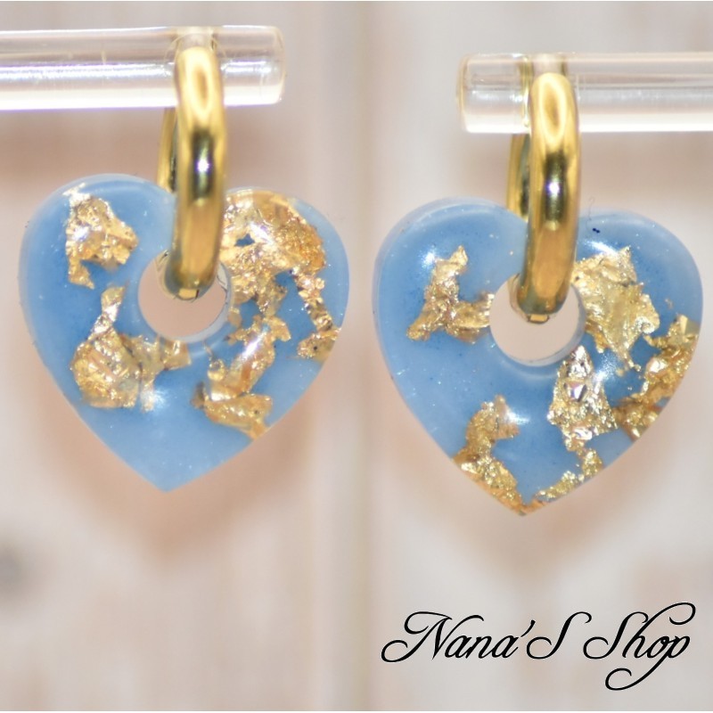 Pampilles interchangeables, "Pépite" en résine, fait main, pour créoles à composer