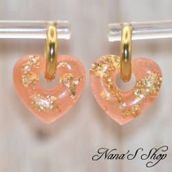 Pampilles interchangeables, "Pépite" en résine, fait main, pour créoles à composer