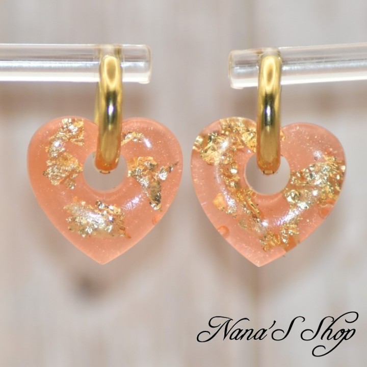 Pampilles interchangeables, "Pépite" en résine, fait main, pour créoles à composer