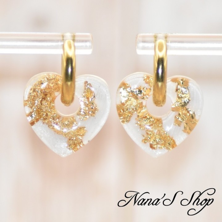 Pampilles interchangeables, "Pépite" en résine, fait main, pour créoles à composer