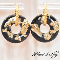 Pampilles interchangeables, "Pépite" en résine, fait main, pour créoles à composer