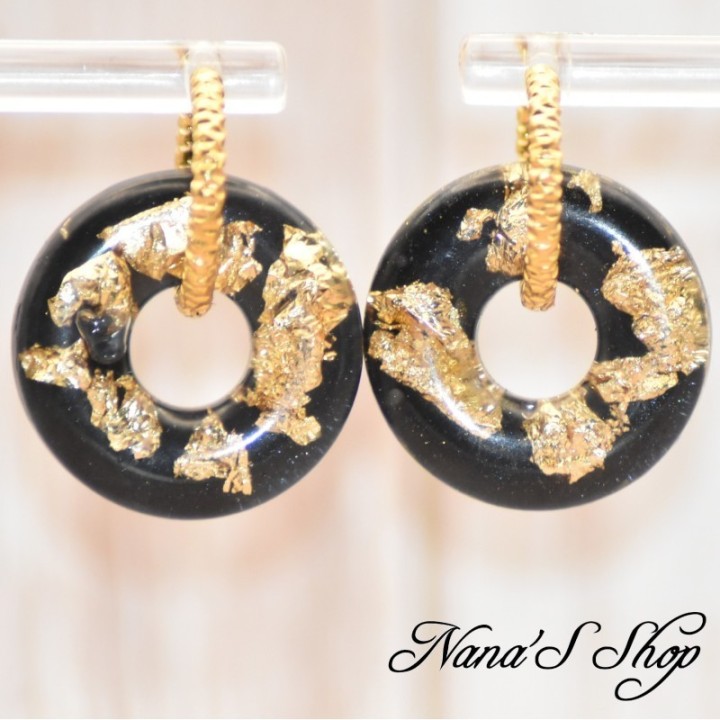 Pampilles interchangeables, "Pépite" en résine, fait main, pour créoles à composer