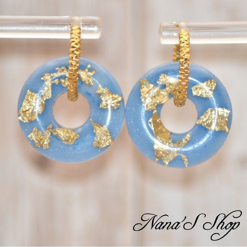 Pampilles interchangeables, "Pépite" en résine, fait main, pour créoles à composer