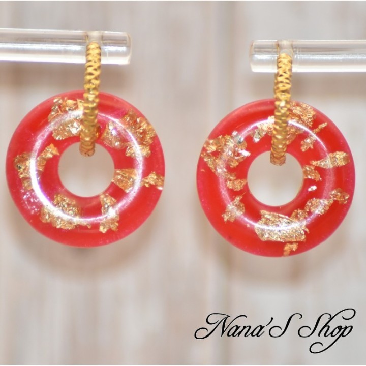 Pampilles interchangeables, "Pépite" en résine, fait main, pour créoles à composer