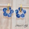 Pampilles interchangeables en forme de fleur, en résine et paillettes bleu, fait main, pour créoles à composer.