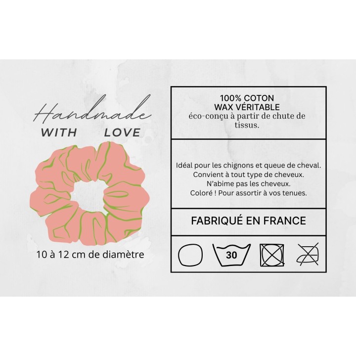 Instructions: Chouchou en coton Wax "Jungle Corail", éco-conçu,