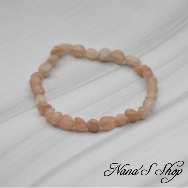 Bracelet en Pierre de soleil, perles naturelles en pierre roulées.